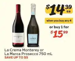 Winn Dixie La Crema Monterey or La Marca Prosecco 750 mL offer