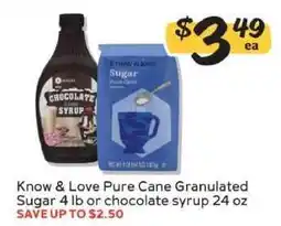 Winn Dixie Know & Love Pure Cane Granulated Sugar 4 lb or chocolate syrup 24 oz offer