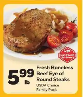 Save a Lot Fresh Boneless Beef Eye of Round Steaks offer