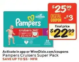 Winn Dixie Pampers Cruisers Super Pack offer
