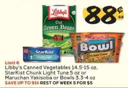 Winn Dixie Libby's Canned Vegetables, StarKist Chunk Light Tuna, or Maruchan Yakisoba or Bowls offer