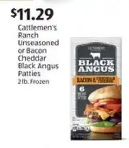 Aldi Cattlemen's Ranch Unseasoned or Bacon Cheddar Black Angus Patties offer