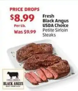 Aldi Fresh Black Angus USDA Choice Petite Sirloin Steaks offer