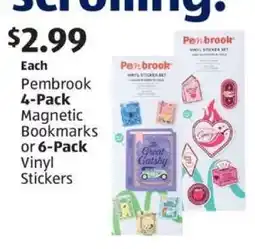 Aldi Pembrook 4-Pack Magnetic Bookmarks or 6-Pack Vinyl Stickers offer