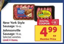 Safeway New York Style Sausage & Johnsonville Sausage offer