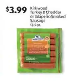 Aldi Kirkwood Turkey & Cheddar or Jalapeño Smoked Sausage offer