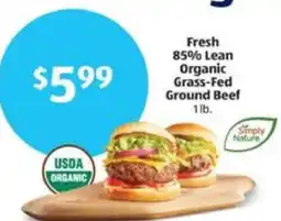 Aldi Simply Nature Fresh 85% Lean Organic Grass-Fed Ground Beef offer