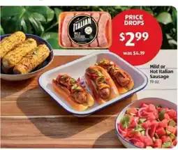 Aldi Mild or Hot Italian Sausage offer