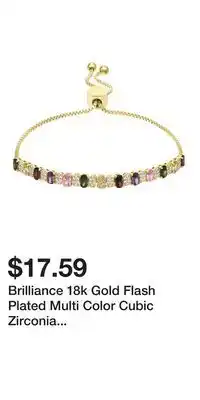Kohl's Brilliance 18k Gold Flash Plated Multi Color Cubic Zirconia Adjustable Bracelet offer
