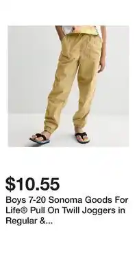 Kohl's Boys 7-20 Sonoma Goods For Life Pull On Twill Joggers in Regular & Husky offer
