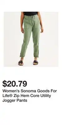 Kohl's Women's Sonoma Goods For Life Zip Hem Core Utility Jogger Pants offer