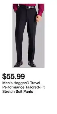 Kohl's Men's Haggar Travel Performance Tailored-Fit Stretch Suit Pants offer
