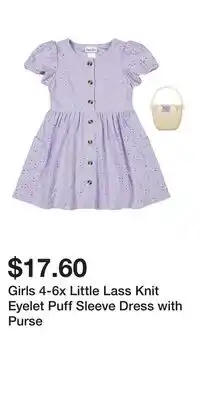 Kohl's Girls 4-6x Little Lass Knit Eyelet Puff Sleeve Dress with Purse offer