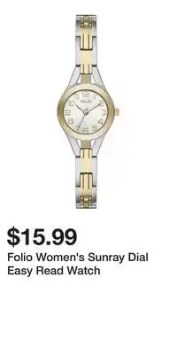 Kohl's Folio Women's Sunray Dial Easy Read Watch offer