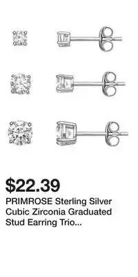 Kohl's PRIMROSE Sterling Silver Cubic Zirconia Graduated Stud Earring Trio Set offer