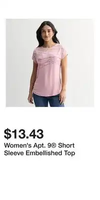 Kohl's Women's Apt. 9 Short Sleeve Embellished Top offer