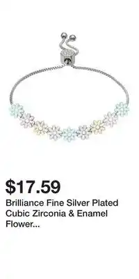 Kohl's Brilliance Fine Silver Plated Cubic Zirconia & Enamel Flower Adjustable Bracelet offer