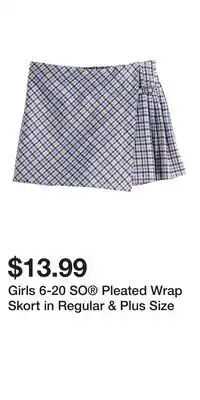 Kohl's Girls 6-20 SO Pleated Wrap Skort in Regular & Plus Size offer