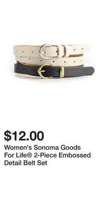Kohl's Women's Sonoma Goods For Life 2-Piece Embossed Detail Belt Set offer