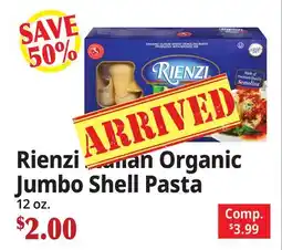 Ocean State Job Lot Rienzi Italian Organic Jumbo Shell Pasta offer