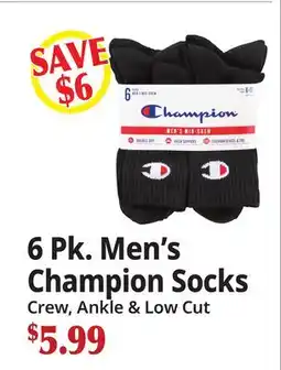 Ocean State Job Lot 6 Pk. Men's Champion Socks offer