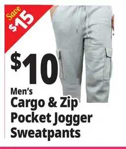Ocean State Job Lot Men's Cargo & Zip Pocket Jogger Sweatpants offer