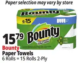 Ocean State Job Lot Bounty Double Plus Paper Towel 2-ply 6=15 offer