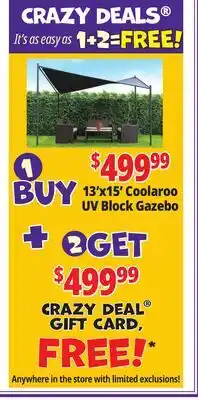 Ocean State Job Lot 13'x15' Coolaroo UV Block Gazebo offer