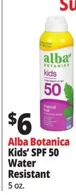 Ocean State Job Lot Alba Botanica Kids' SPF 50 Water Resistant offer