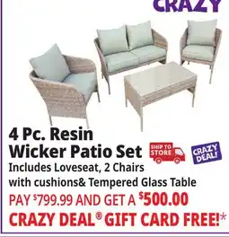 Ocean State Job Lot 4-Piece Resin Wicker Deep Seating Set offer