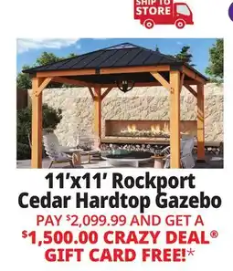 Ocean State Job Lot Rockport 11' x 11' Cedar Wood Hard Top Gazebo offer