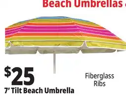 Ocean State Job Lot 7' Fiberglass Tilting Beach Umbrella offer