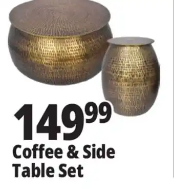 Ocean State Job Lot Hammered Metal Coffee Table and Side Table Set Brass Finish offer