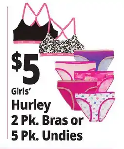 Ocean State Job Lot Girls' Hurley 2 Pk. Bras or 5 Pk. Undies offer