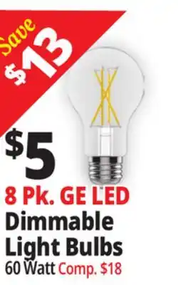 Ocean State Job Lot 8 Pk. GE LED Dimmable Light Bulbs offer