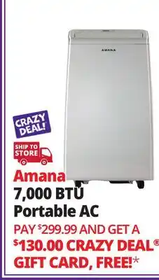 Ocean State Job Lot Amana 7 000 BTU (4 500 DOE) Portable Air Conditioner offer