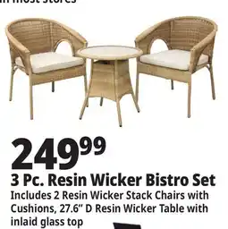 Ocean State Job Lot 3-Piece Resin Wicker Bistro Set Tan offer