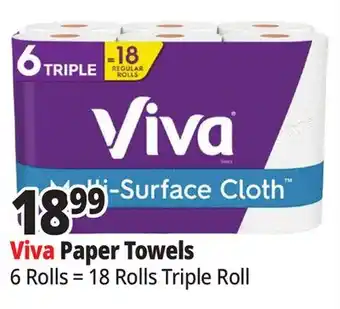 Ocean State Job Lot Viva Multi Surface Triple Roll Paper Towel 6=18 offer