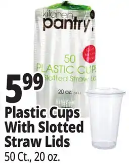 Ocean State Job Lot Plastic Cups With Slotted Straw Lids 50 Ct., 20 oz offer