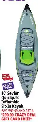 Ocean State Job Lot 10' Sevlor Quickpak Inflatable Sit-In Kayak offer