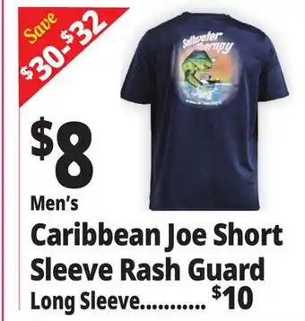 Ocean State Job Lot Men's Caribbean Joe Short Sleeve Rash Guard offer