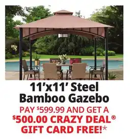 Ocean State Job Lot Sunjoy 11' x 11' Canopy Gazebo with Bamboo Look Steel Frame offer