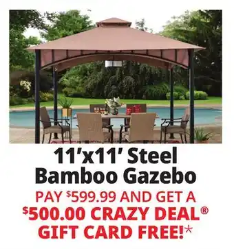 Ocean State Job Lot Sunjoy 11' x 11' Canopy Gazebo with Bamboo Look Steel Frame offer