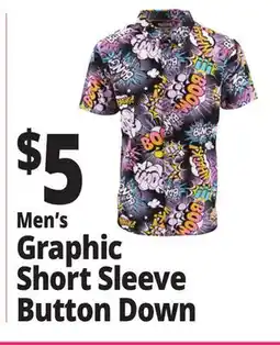 Ocean State Job Lot Men's Graphic Short Sleeve Button Down offer