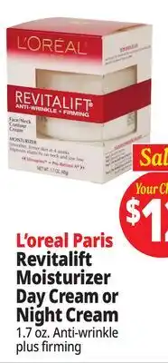 Ocean State Job Lot L'Oreal Revitalift Anti-Wrinkle + Firming Face/Neck Contour Cream 1.7 oz offer