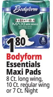Ocean State Job Lot Bodyform Essentials Maxi Pads offer