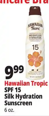 Ocean State Job Lot Hawaiian Tropic SPF 15 Silk Hydration Sunscreen offer