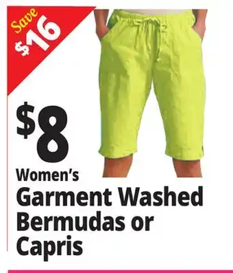 Ocean State Job Lot Women's Garment Washed Bermudas or Capris offer