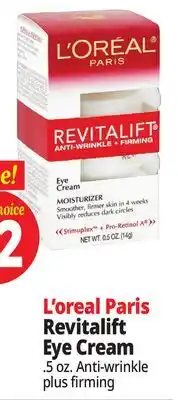 Ocean State Job Lot L'Oreal Revitalift Anti-Wrinkle + Firming Eye Cream Moisturizer .5 oz offer
