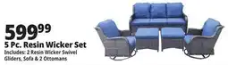 Ocean State Job Lot 5-Piece Resin Wicker Set Blue/Dark Brown offer